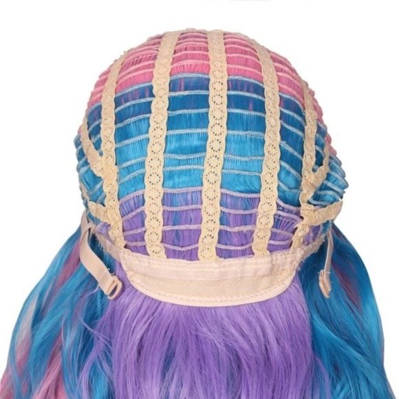 Long Curly Rainbow Ponytail Wig - Picture 6 of 7